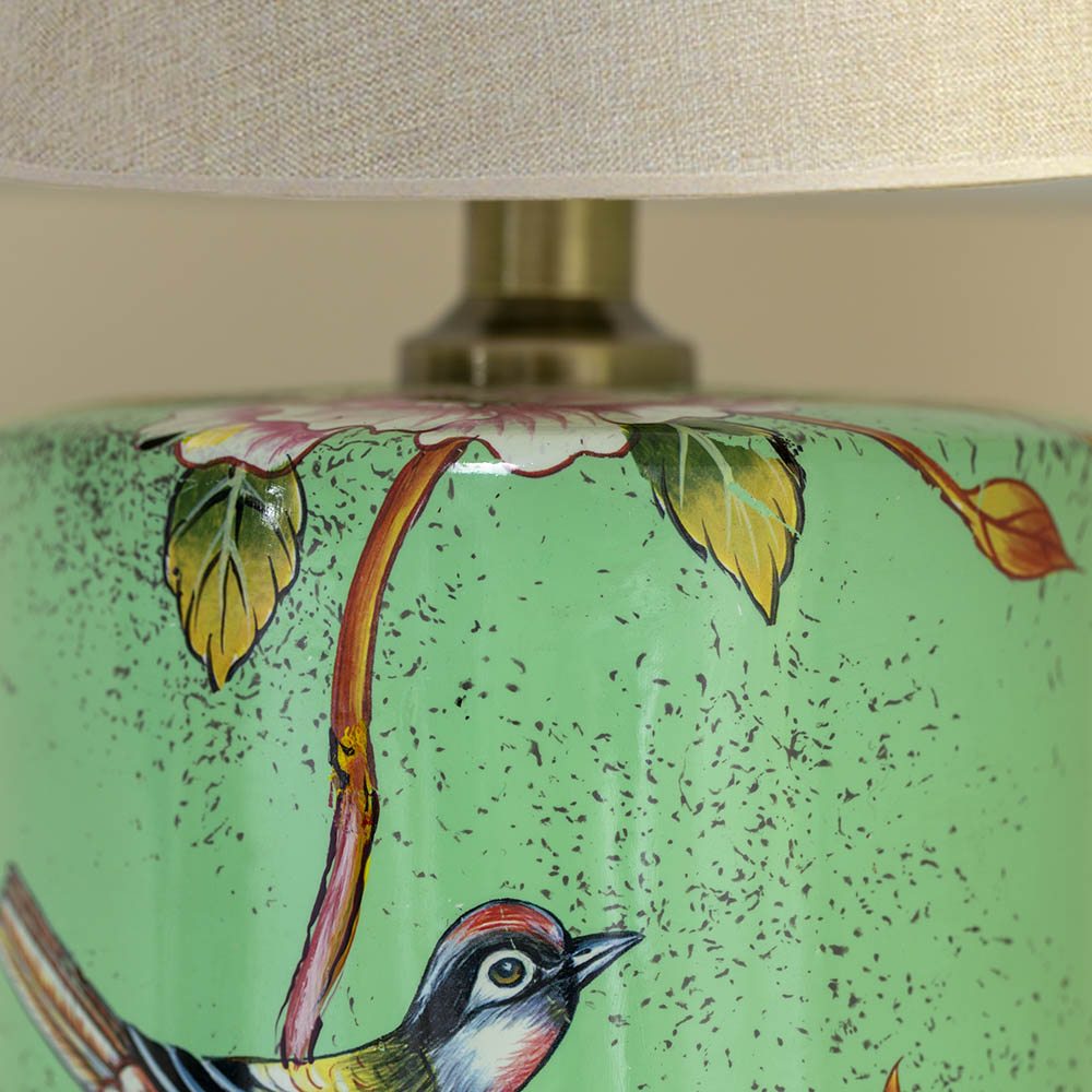 Lamp Autumn Birds With Taupe Shade