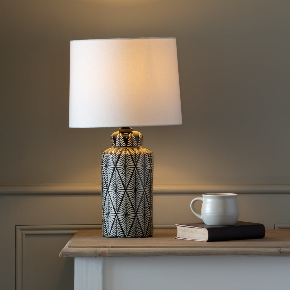 Lamp Indochine Noir With Ivory Shade